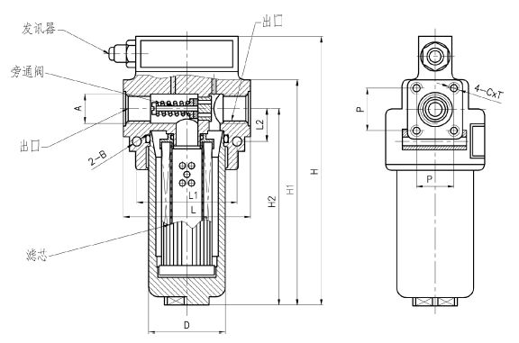 GU-H系列自封式壓力管路過濾器 GU-H63*10P GU-H100*5(圖3)
