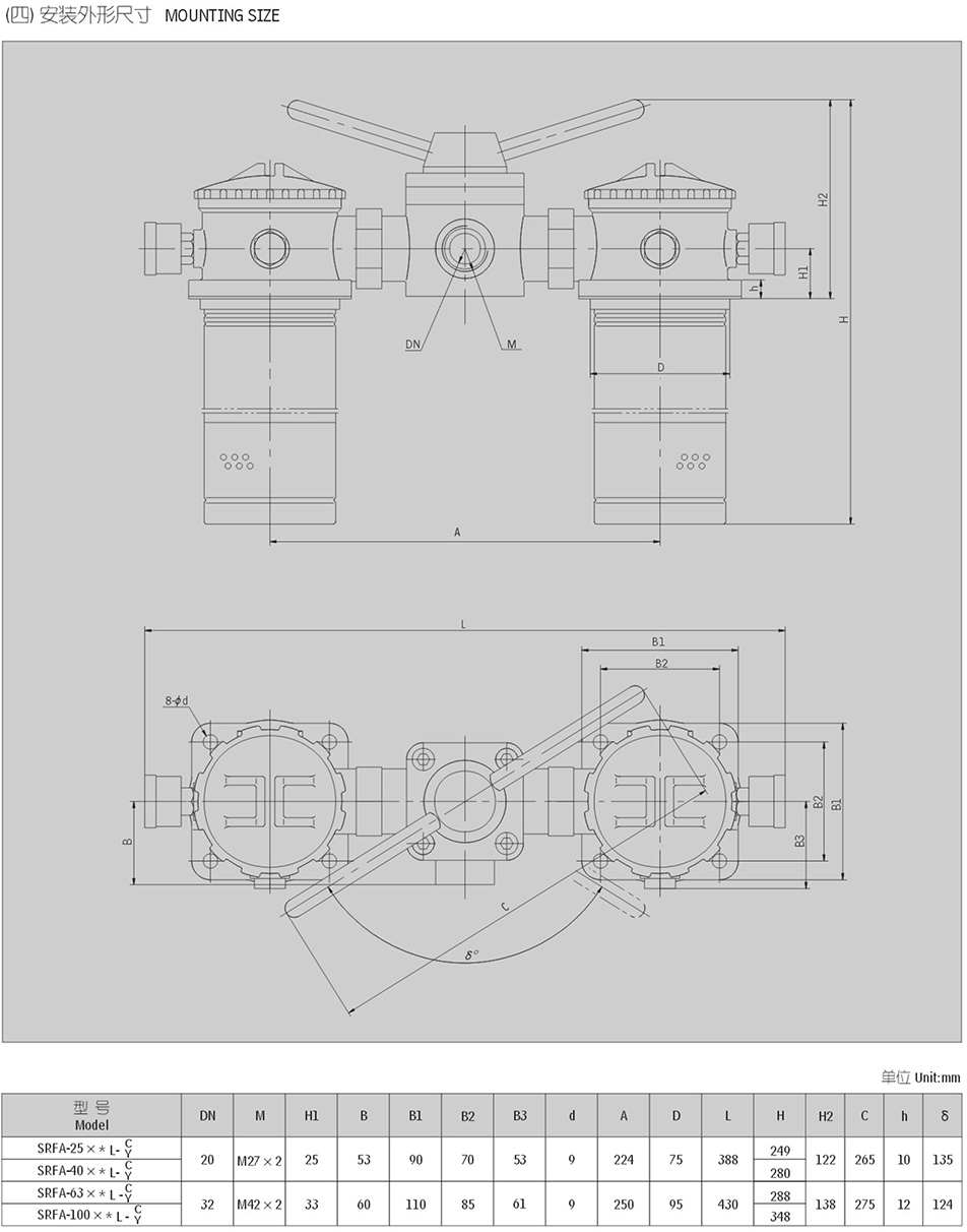 SRFA系列雙筒微型直回式回油過濾器SRFA-100*10(圖1) SRFA系列雙筒微型直回式回油過濾器SRFA-100*10(圖1)